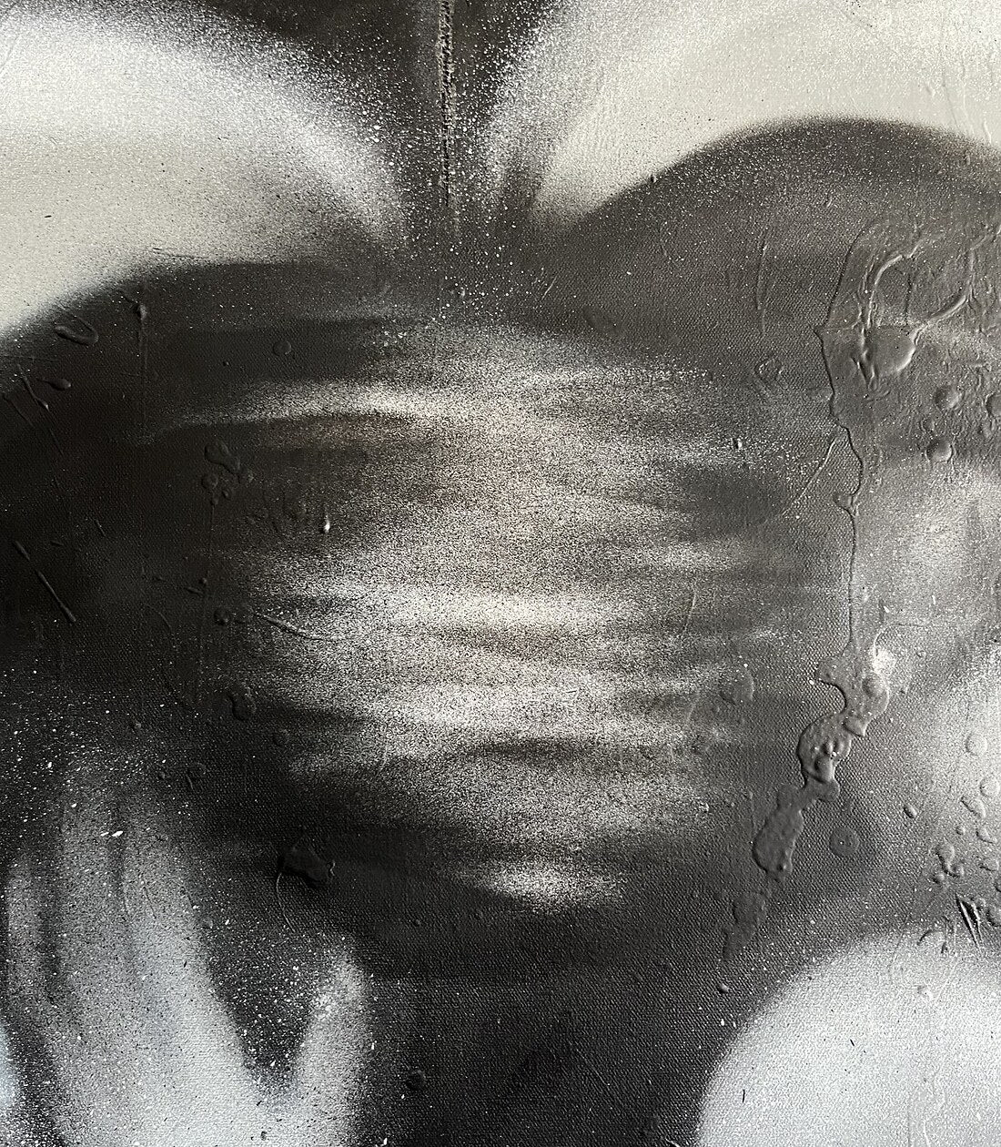 ALMOST by HEEM — blurred figures and metallic spray-paint detail