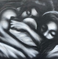 HOLD by HEEM — spray paint on canvas, 50 x 50 in, 2026