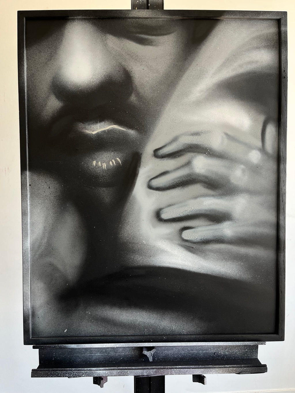 WAIT by HEEM — complete artwork displayed on easel